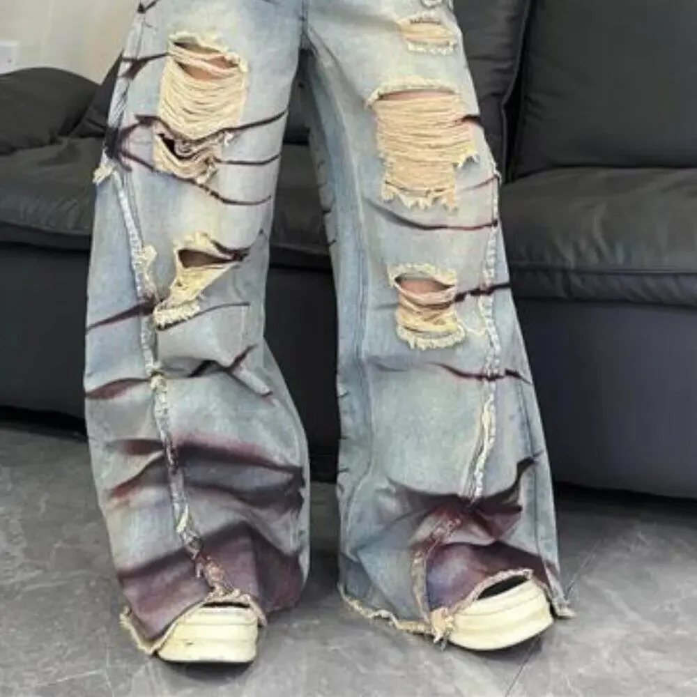 Women's Wide Leg Baggy Jeans Trendy 2026 Denim Pants Vintage Hip Hop Loose Fit - Picture 6 of 7